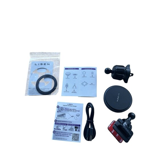 LISEN for Magsafe Vent Car Mount Charger 15w Fast Charging Model 2E778 Black - Picture 2 of 9